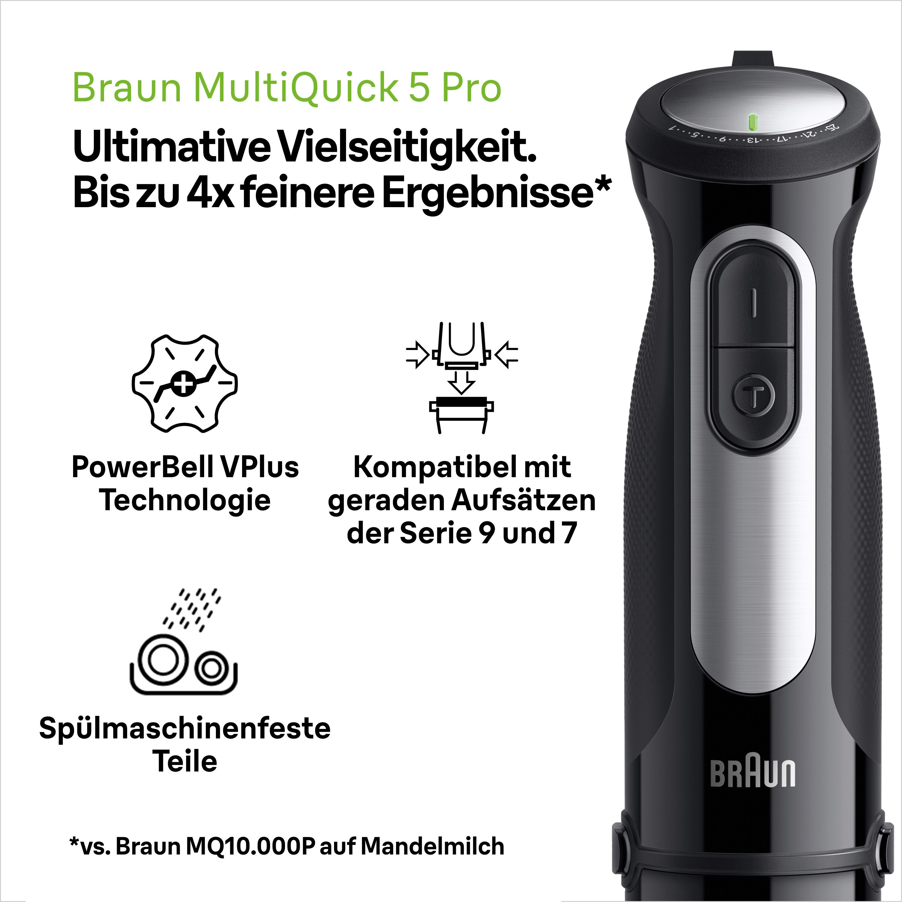 Stabmixer MultiQuick 5 Pro MQ 55001 M - 1000W, 25 Geschwindigkeiten Spritzschutz