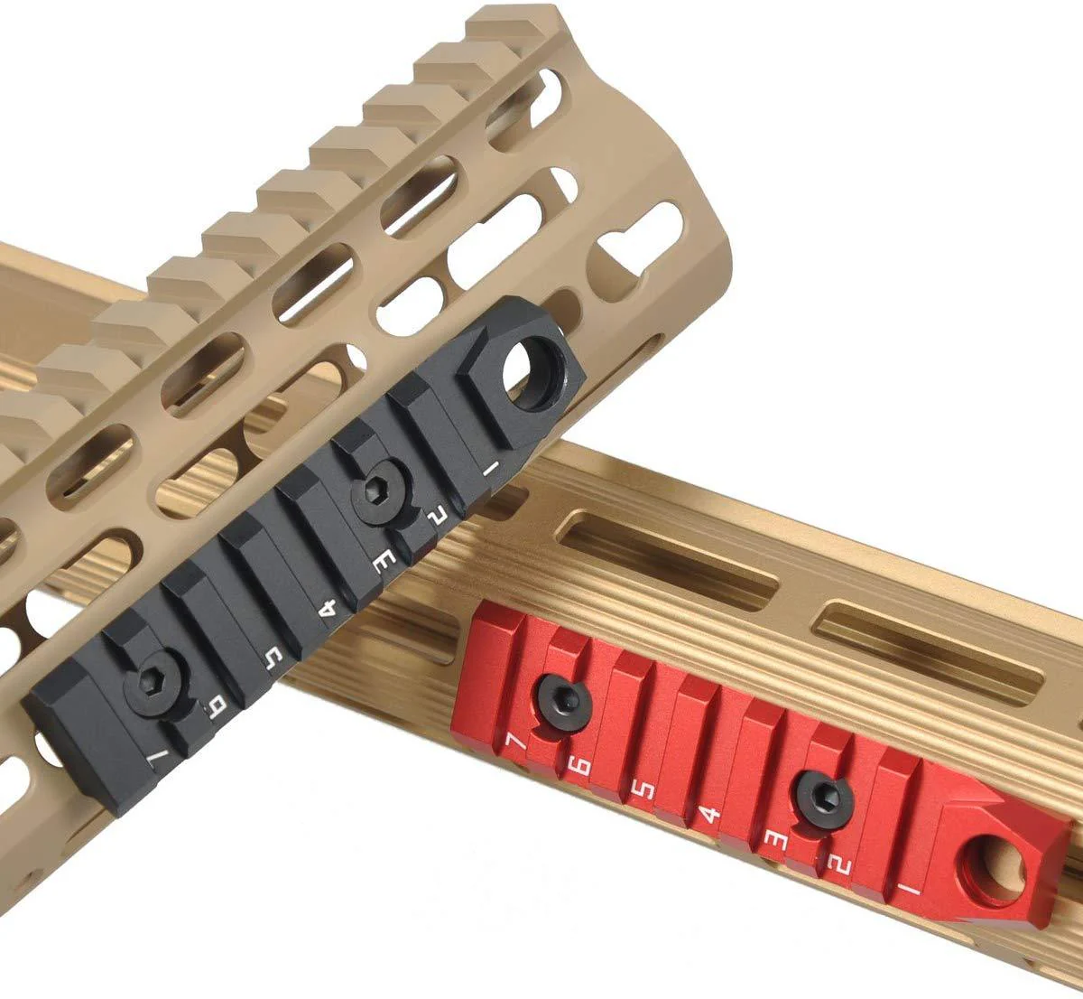 Green Blob Outdoors 7 Slots Dual Interface KEYMOD Rail Section 3/8'' Quick Detachable Socket QD Attachment Feature Red Color