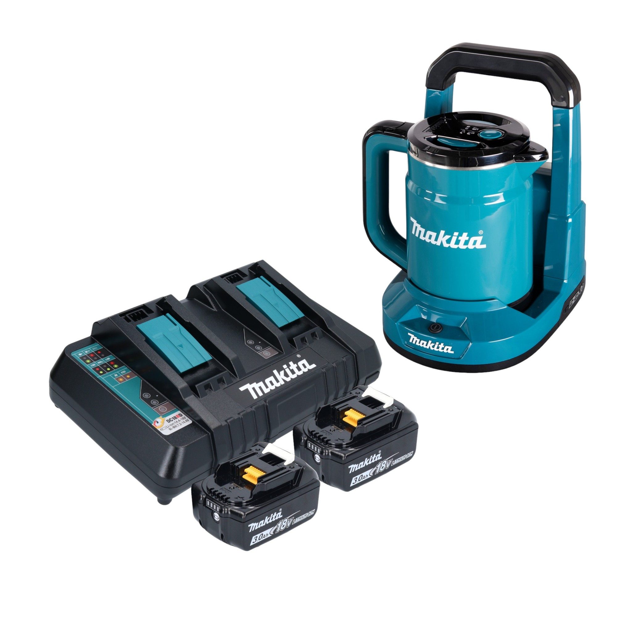 Wasserkocher DKT 360 PF2 36 V (2x 18 V) 0,8 L + 2x Akku 3,0 Ah + Doppelladegerät