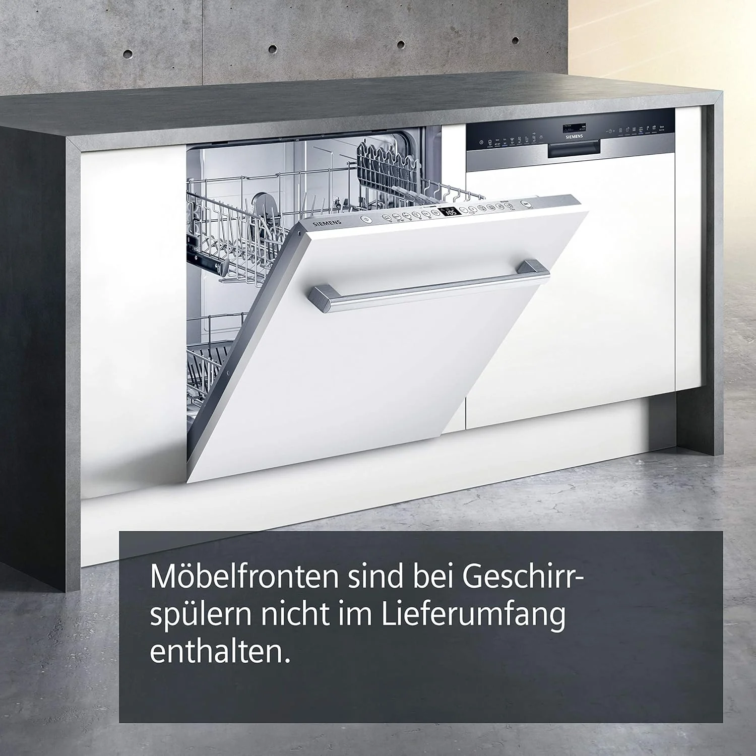 Siemens SR65YX08ME, iQ500 Smarter Geschirrspüler Vollintegriert, 45 cm breit, Besteckschublade, Zeolith, extra leise, aquaStop, automatische Türöffnung nach Programmende, varioSpeed, Innenbeleuchtung
