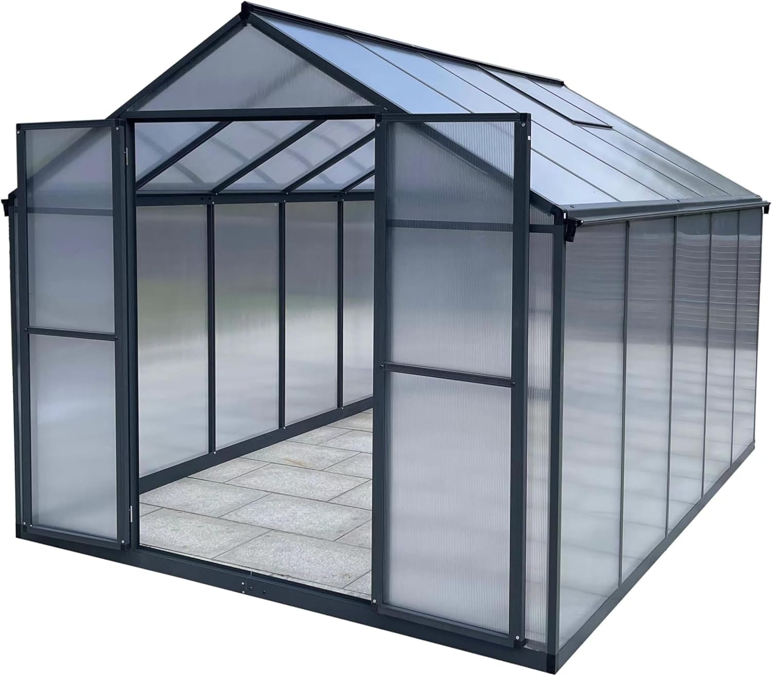 Aluminium Gewächshaus für den Garten 7,33m² inklusive 238 x 301cm Fundament Doppeltür vielseitig nutzbar als Treibhaus,Frühbeet Aufzucht,Tomatenhaus und Pflanzenhaus