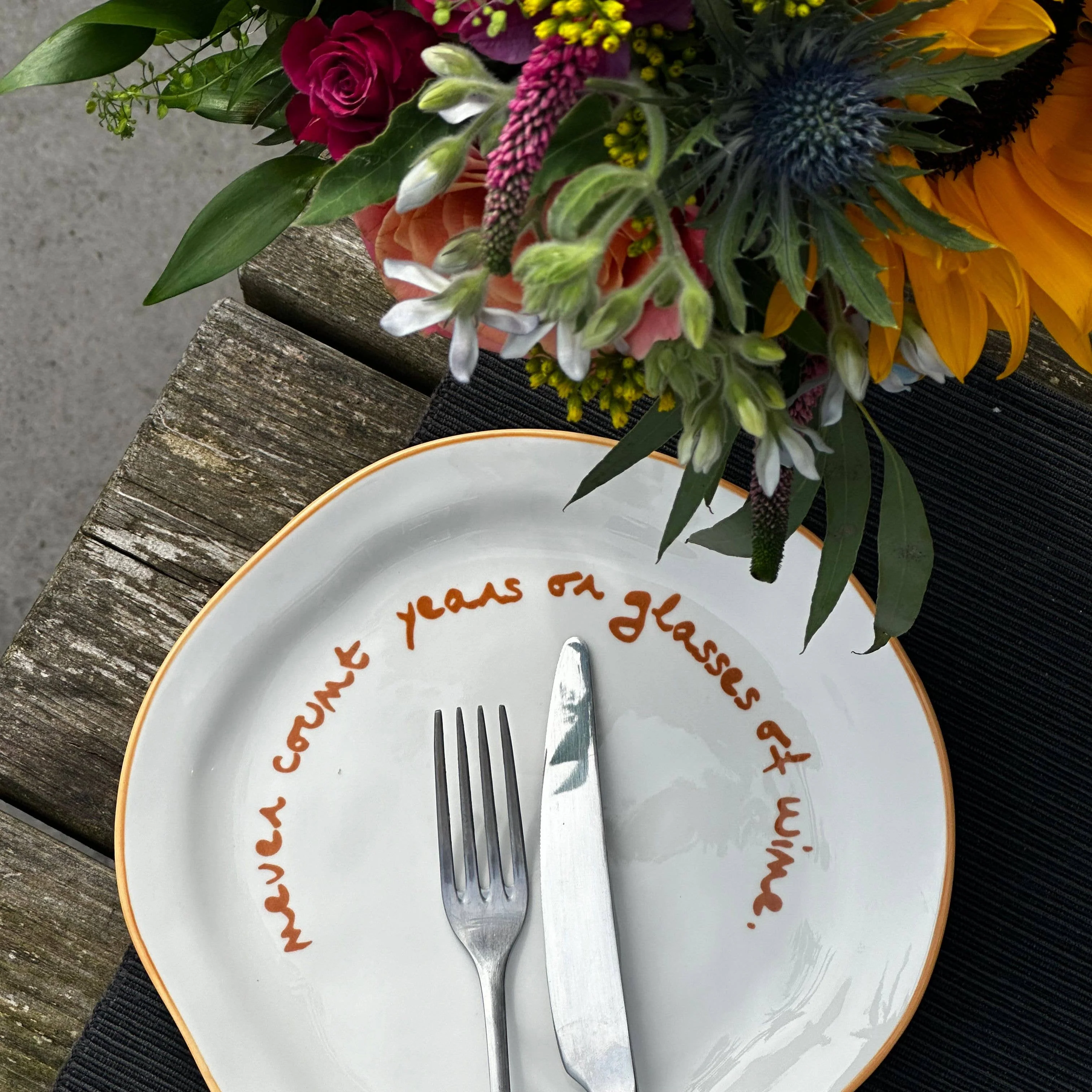 Statement Lunch Plate �C ��Never Count Years or Glasses of Wine��