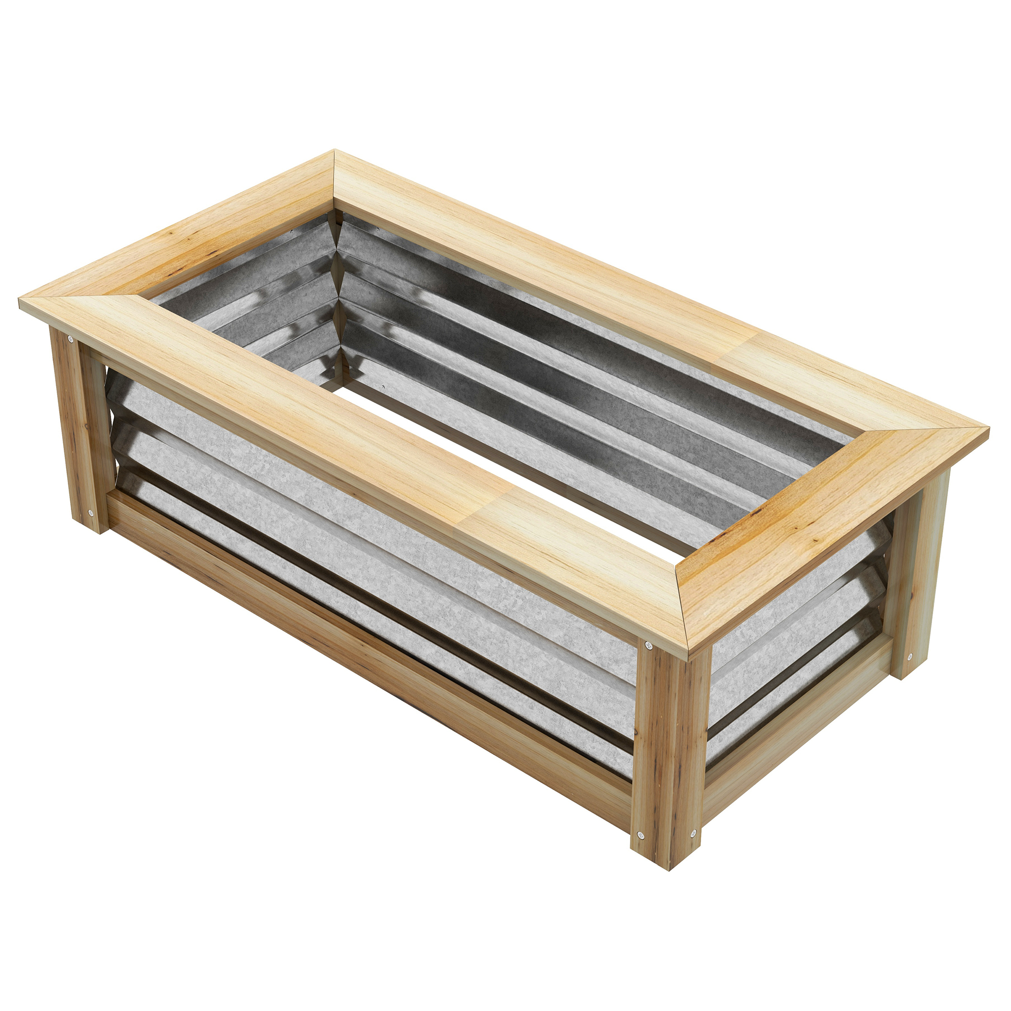 Outsunny Hochbeet, selbstentwässernd, offener Boden, Metall+Holz, 90 x 45 x 30cm