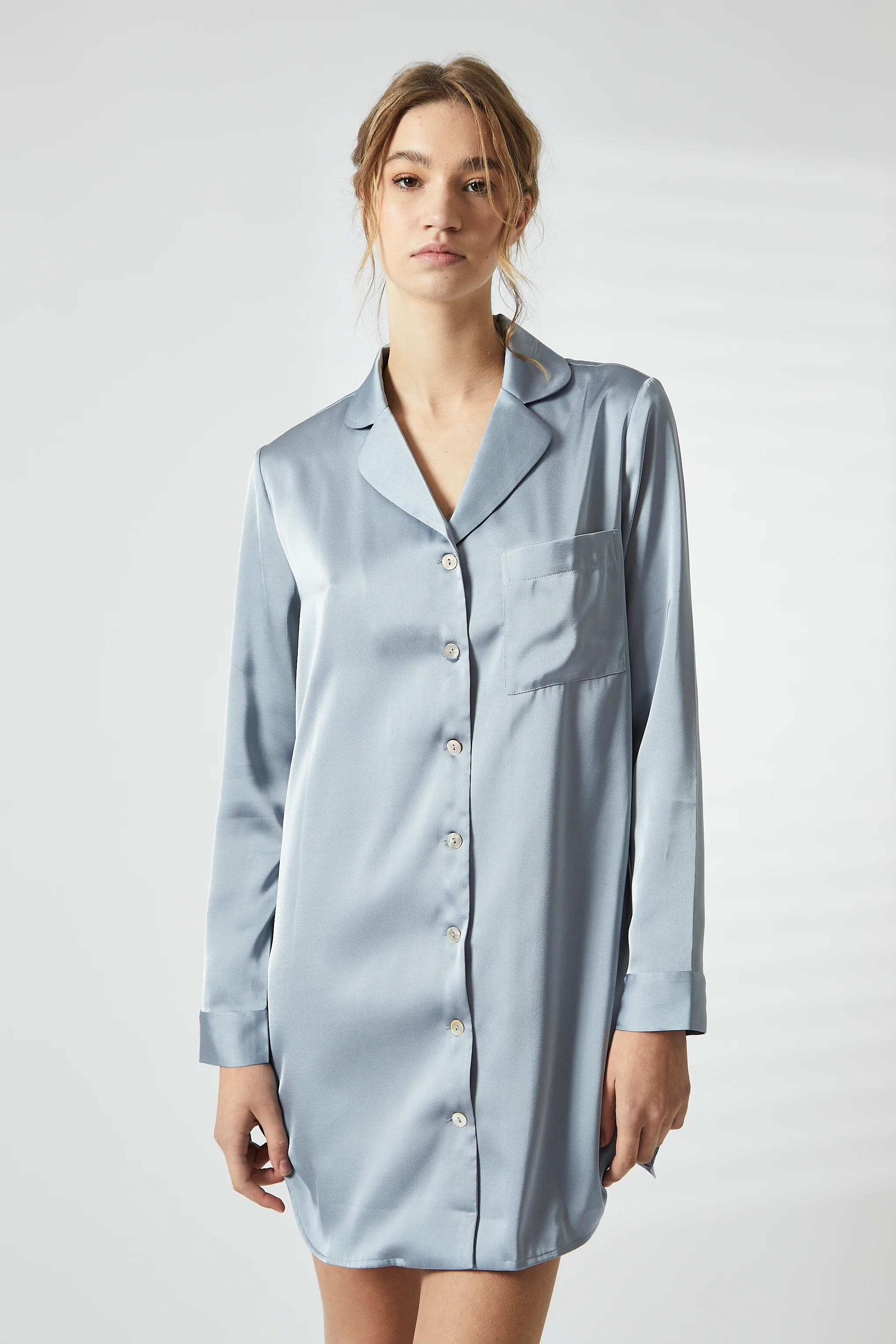 Dusty Blue Satin Night Dress