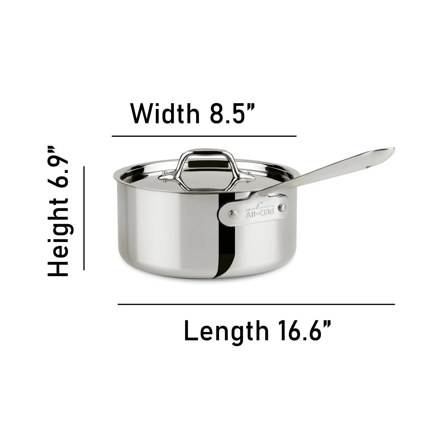 All-Clad D3 Stainless 3-ply Bonded Cookware, Sauce Pan with lid, 3 quart