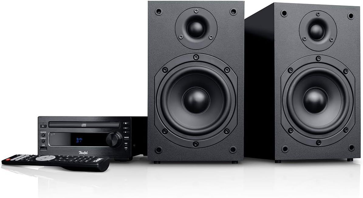 Teufel KOMBO 11, Mini Impianto Stereo con Bluetooth, Radio DAB+/FM, CD, Ingresso Audio, Porta USB, Altoparlanti Bass Reflex, per Streaming Musicale, Nero