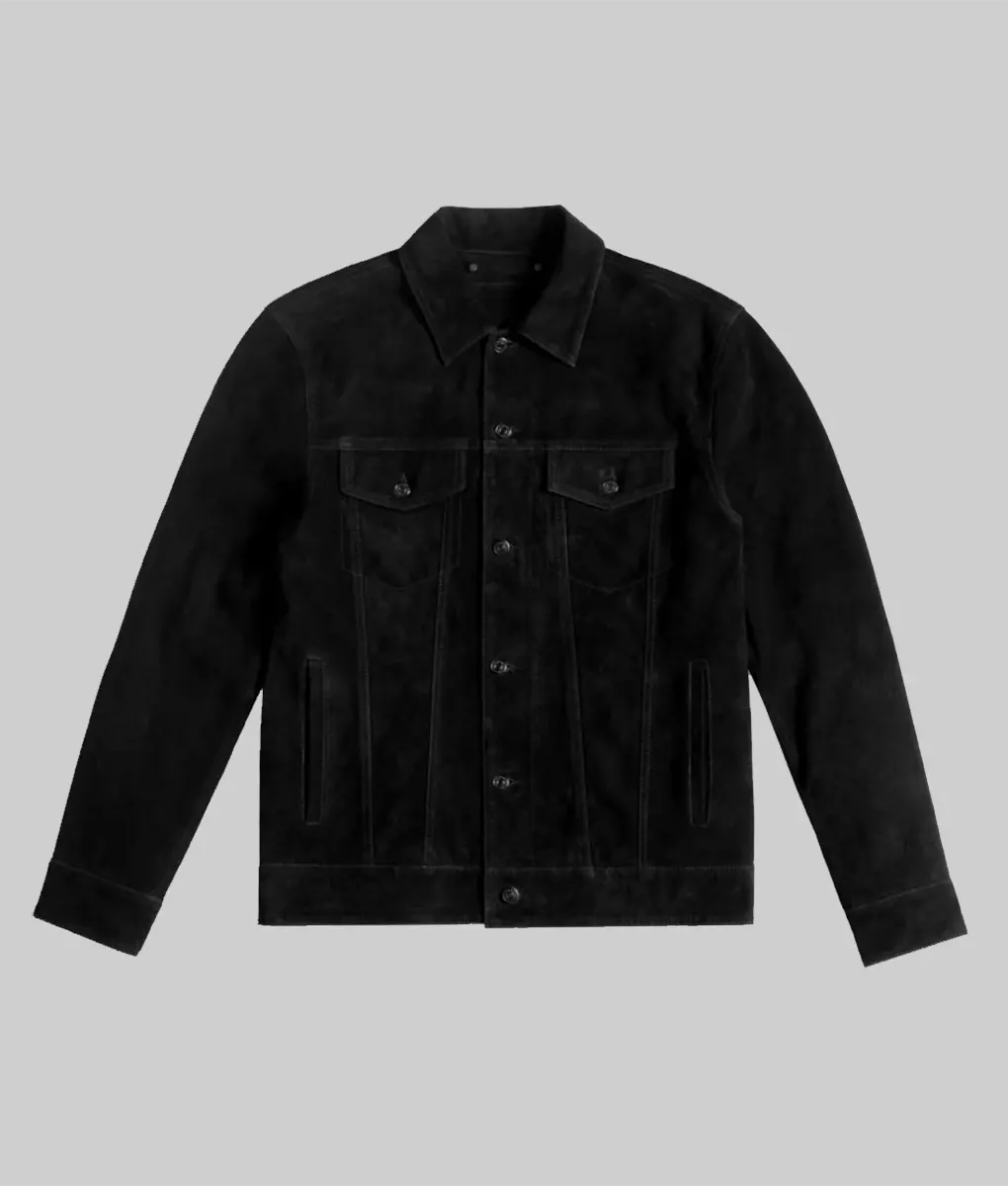 Tomas Black Suede Trucker Jacket