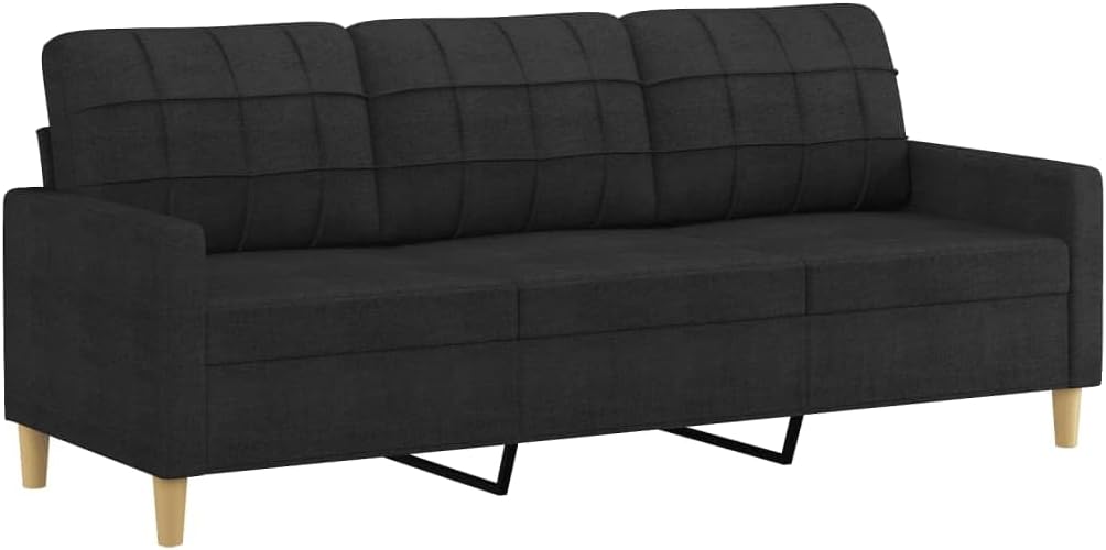 Gecheer Set di 3 divani da salotto moderni, 6 posti, in tessuto nero
