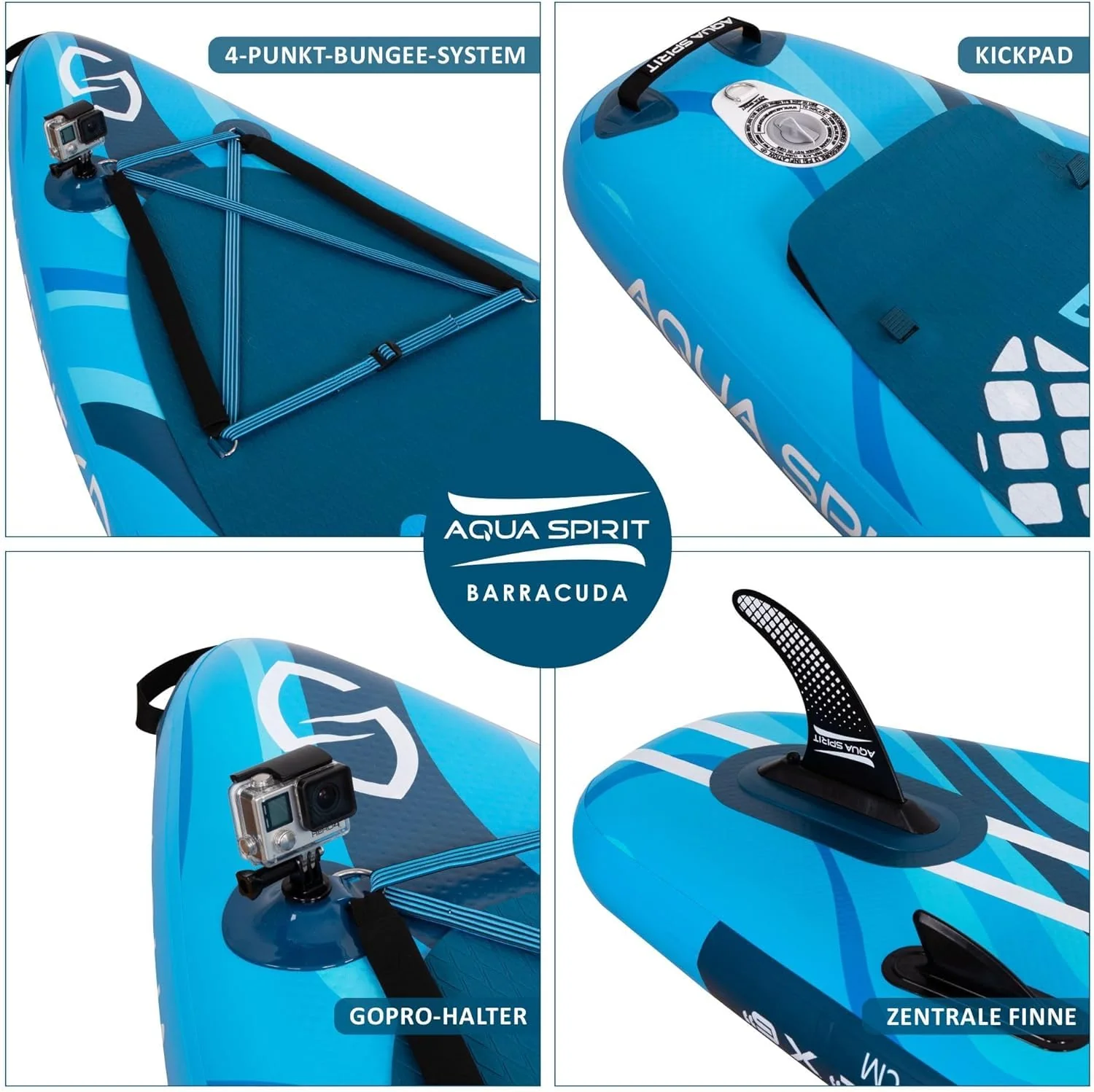 2025 Aqua Spirit Opblaasbaar SUP Paddleboard / Kajak Peddel | 320x81x15 cm | Set met Peddel, Zitje, Rugzak, Pomp en Meer Accessoires | Volwassenen Beginners/Experts (Blauw)