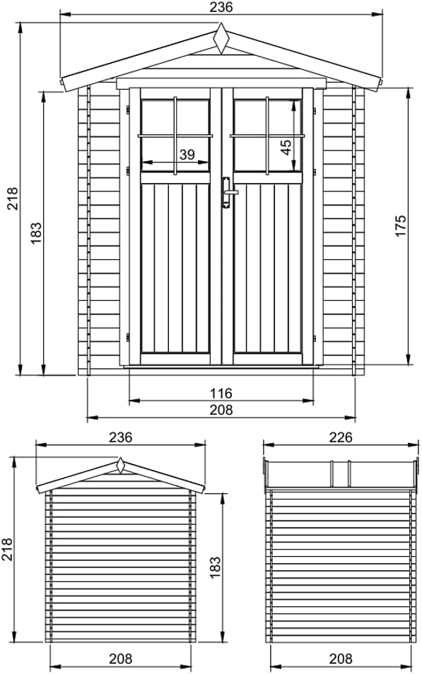 Gartenhaus Holz - Geräteschuppen Holz - Gerätehaus Hochwertige abschließbare Tür B236xL226xH218 cm/ 4,33 m2 - Fahrrad Schuppen - Gartenhäuser & aufbewahrung Wasserfestes Dach TIMBELA M369F