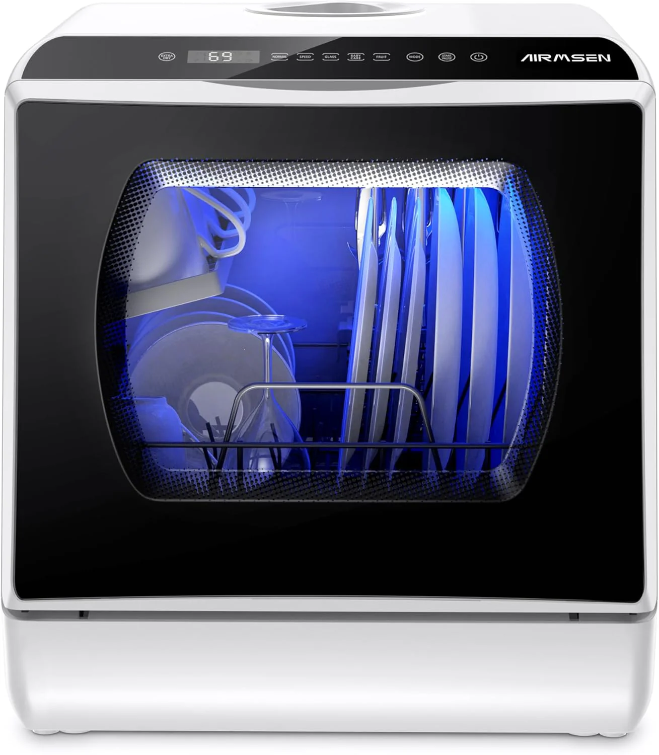 AIRMSEN portable tabletop dishwasher, 5 washing programs mini dishwasher