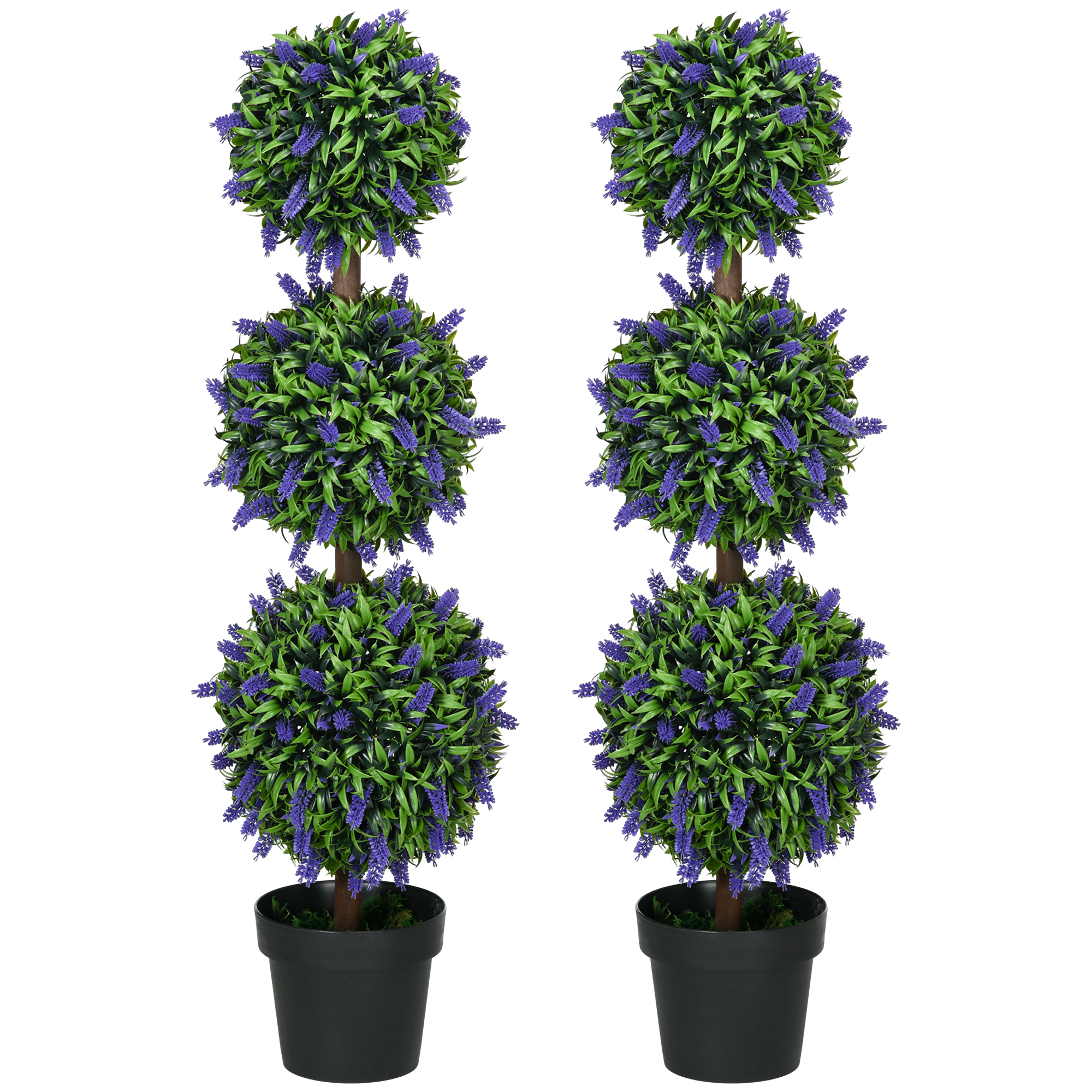 HOMCOM 2er-Set Künstliche Pflanzen, UV-beständige Kunstpflanze im Blumentopf, 110 cm Zimmerpflanze für Wohnzimmer, Garten