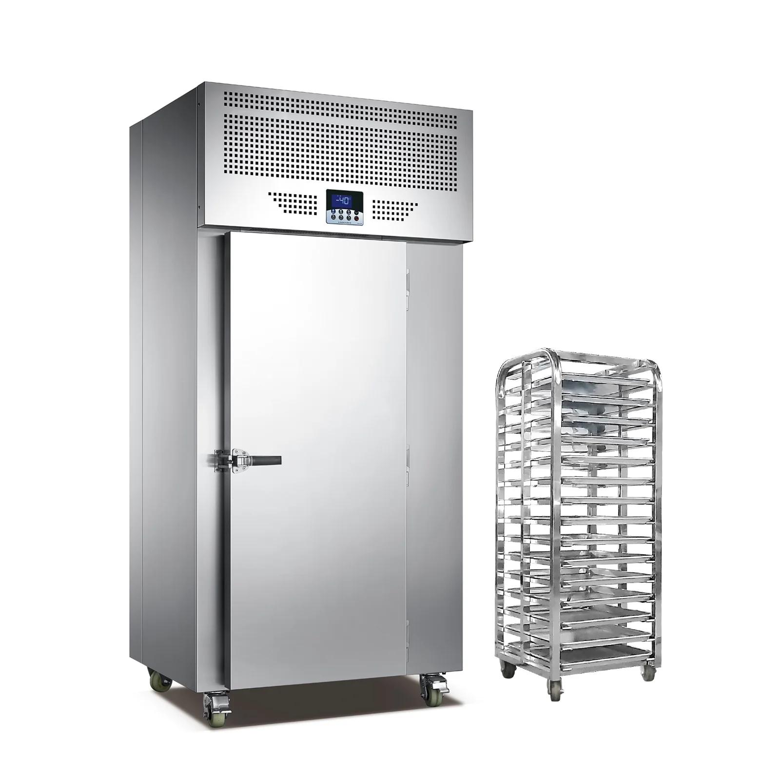 Kolice Commercial Heavy Duty 15 Trays Blast Chiller with Trolley Cart, Chest Freezer, Restaurant Freezer Cabinets, Shock Freezing Blast Freezer-Lowest temperature -40??F(-40??C)
