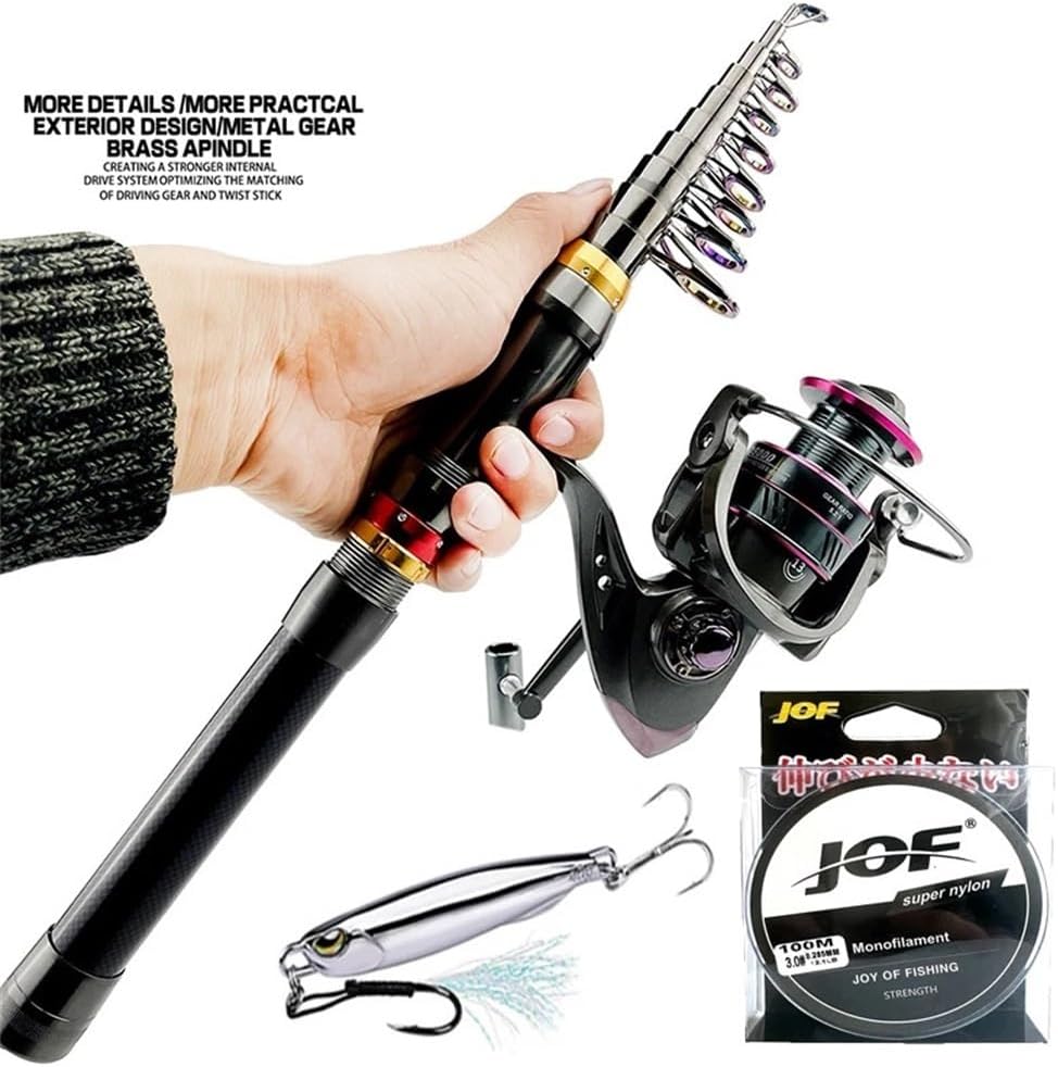 Angel, Teleskop Spinning Angelrute Reel Set 1,8-3,6 M Ultraleicht Metall Spool