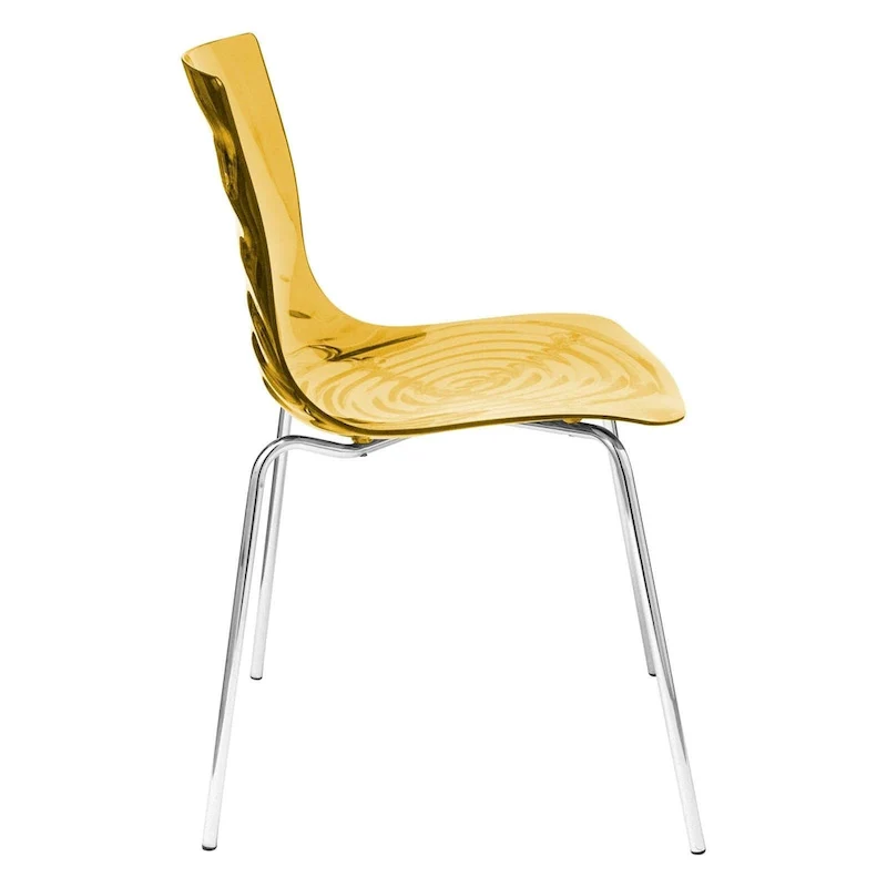 Acrylic Dining Chair with Chrome Legs Modern Accent Side Chair Water Ripple Design Seats