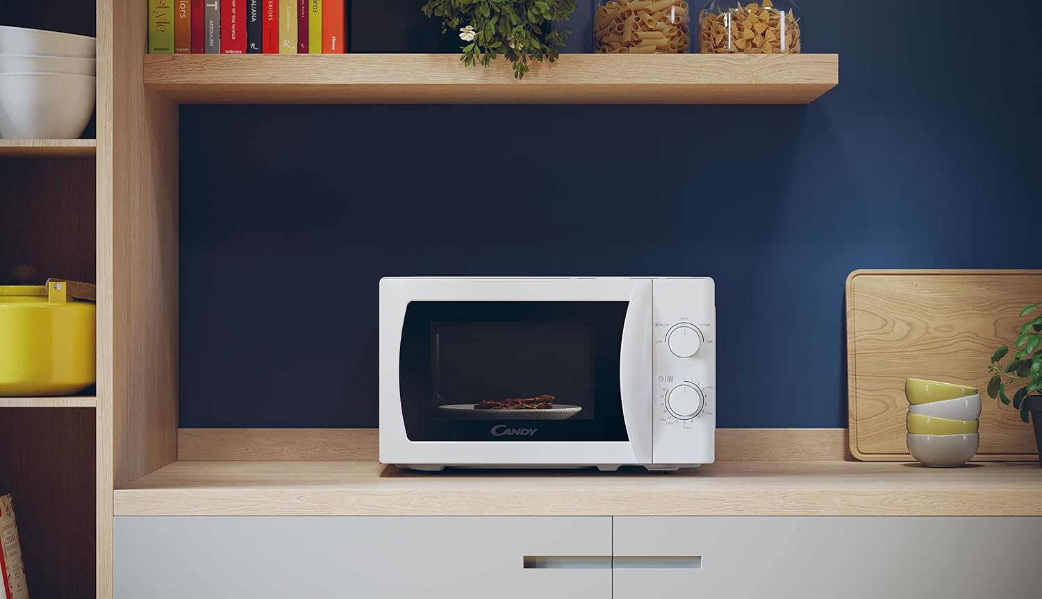 Candy Idea Forno a Microonde 20 Litri, 700W, 5 Livelli di Potenza, Programma Defrost, Timer e Segnale Acustico di Fine Cottura, Libera Installazione, 43,95 x 35,75 x 25,82 cm, Bianco - CMW20SMW