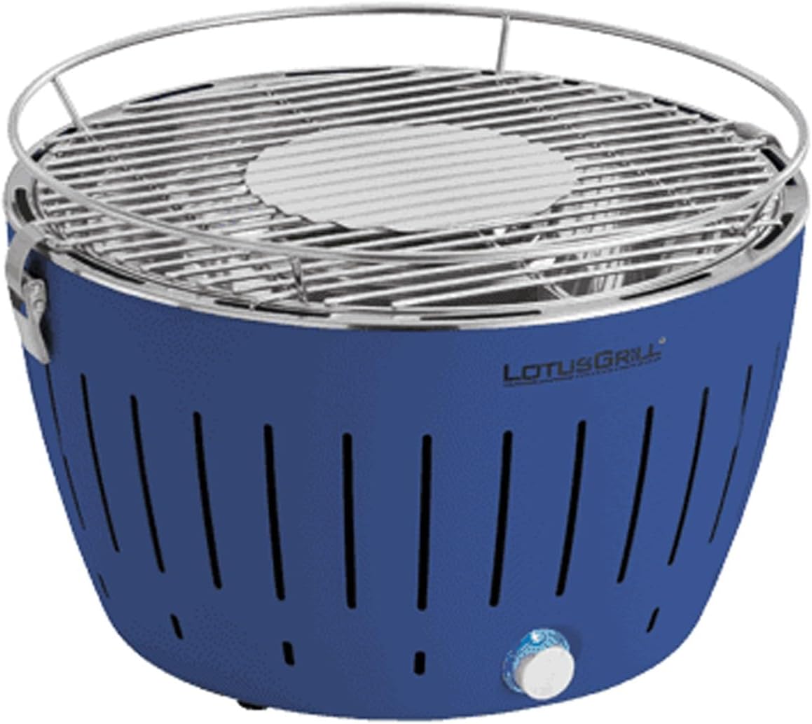 LotusGrill G34 U BL, Barbecue con batterie e cavo di alimentazione USB, 35 x 23,4 cm, Blu