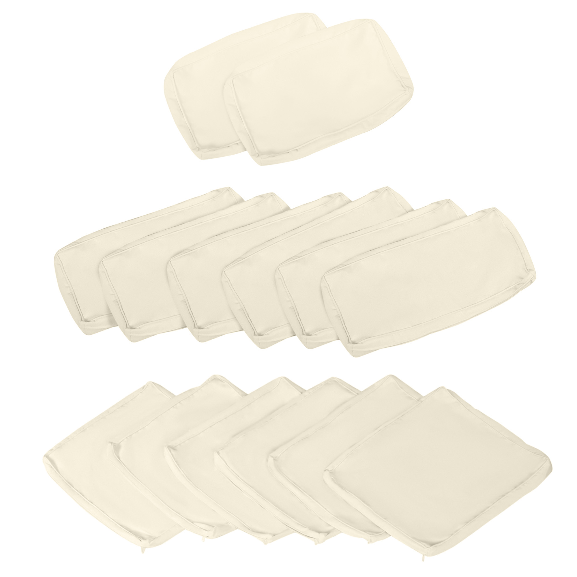 Outsunny Set mit 14 Ersatzbezügen für Gartenmöbelkissen - 6 Sitzkissenbezüge, 8 Rückenkissenbezüge - Reißverschluss Polyester wasserabweisend Beige