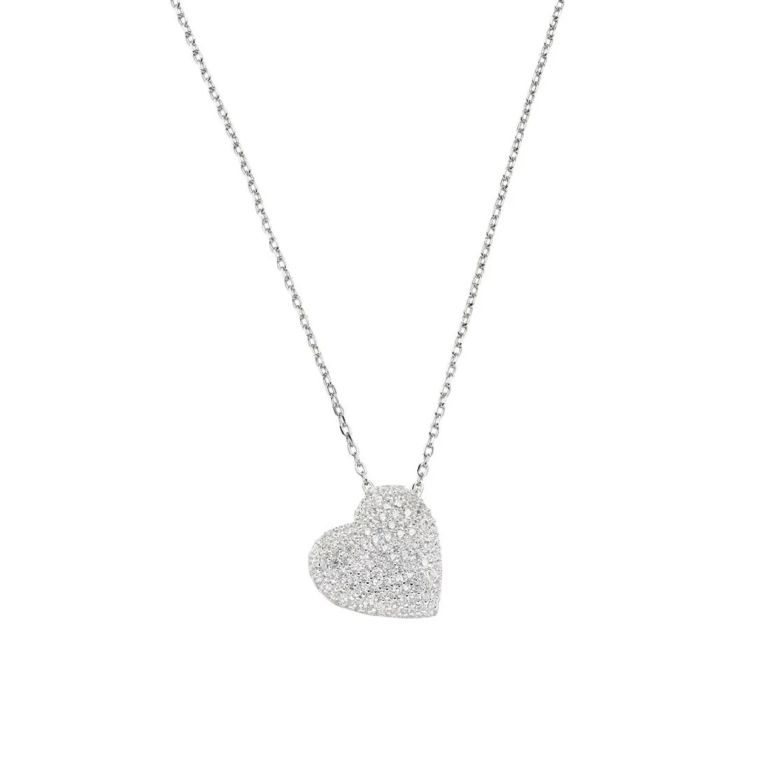 Collana Amen Cuore bombato con pietre bianche CLSTCUBOBBZ