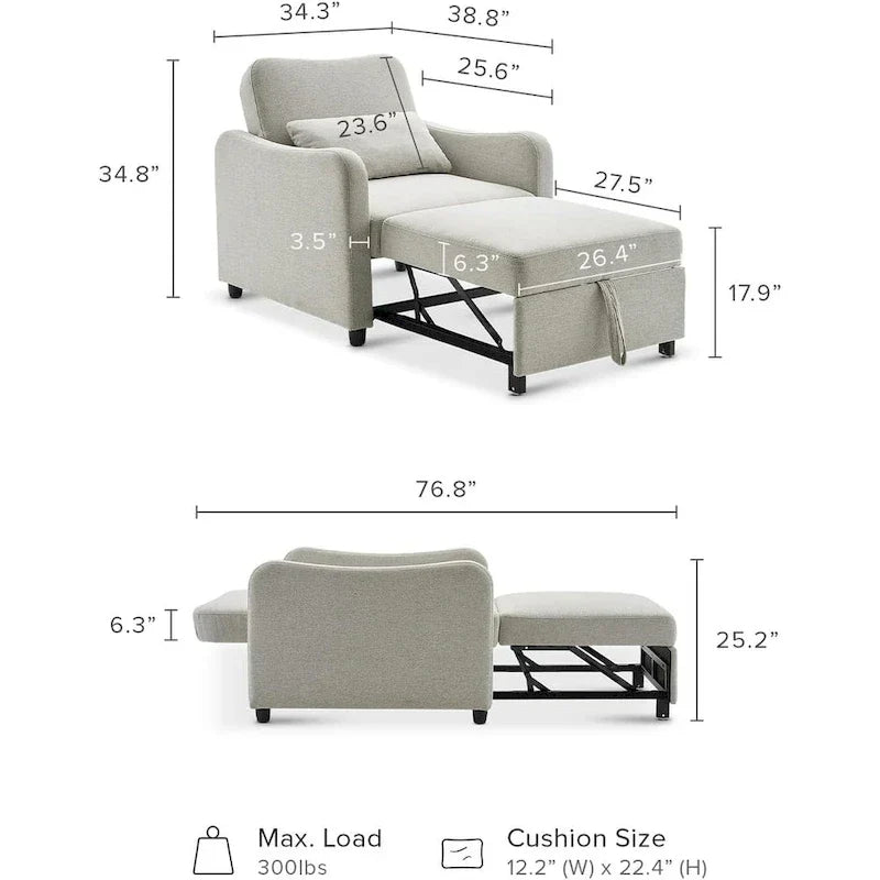Mopio Sophie 4-in-1 Convertible Sleeper Chair Bed