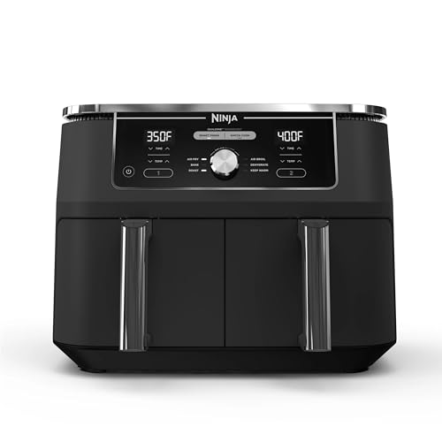 Ninja DZ401 Foodi 10 Quart 6 in 1 DualZone XL 2 Basket Air Fryer with 2 Independent Frying Baskets, Match Cook & Smart Finish to Roast, Broil, Dehydrate for Quick, Easy Family Sized Meals, Grey : Home & Kitchen