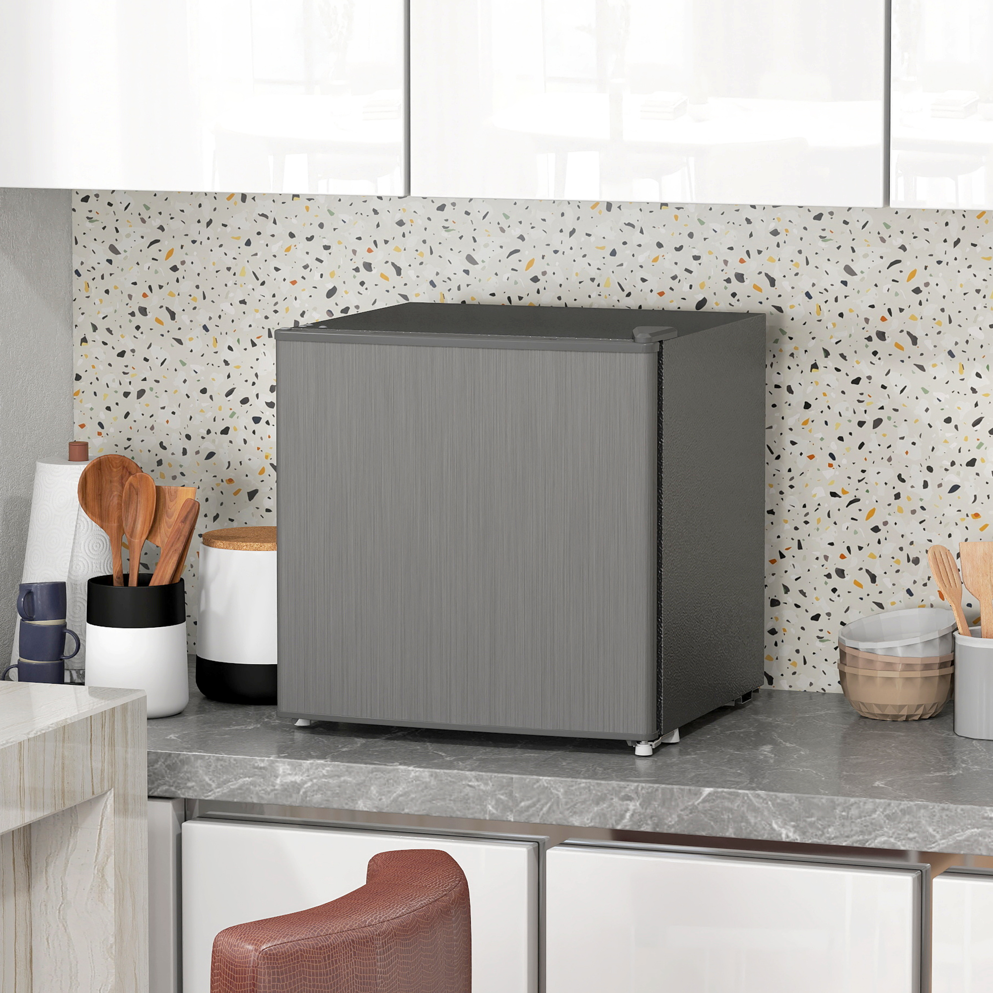 HOMCOM Mini-Gefrierschrank 35 L Gefrierbox elektrisch freistehend 161W Mini Gefriertruhe 47 x 44,2 x 48,8 cm Grau
