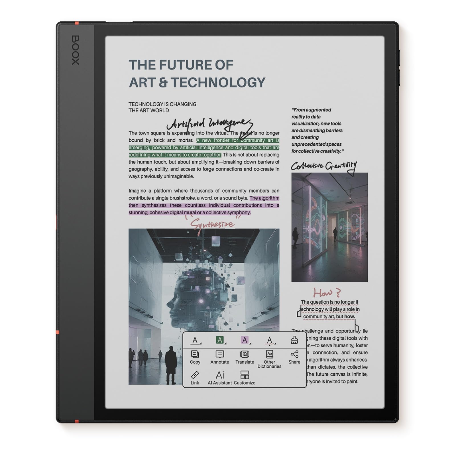 E-Ink-Tablet Note Air5 C 10,3 Zoll 64 GB Android 15 ePaper-Display 1440 x 1080 USB mit Stiftunterstützung