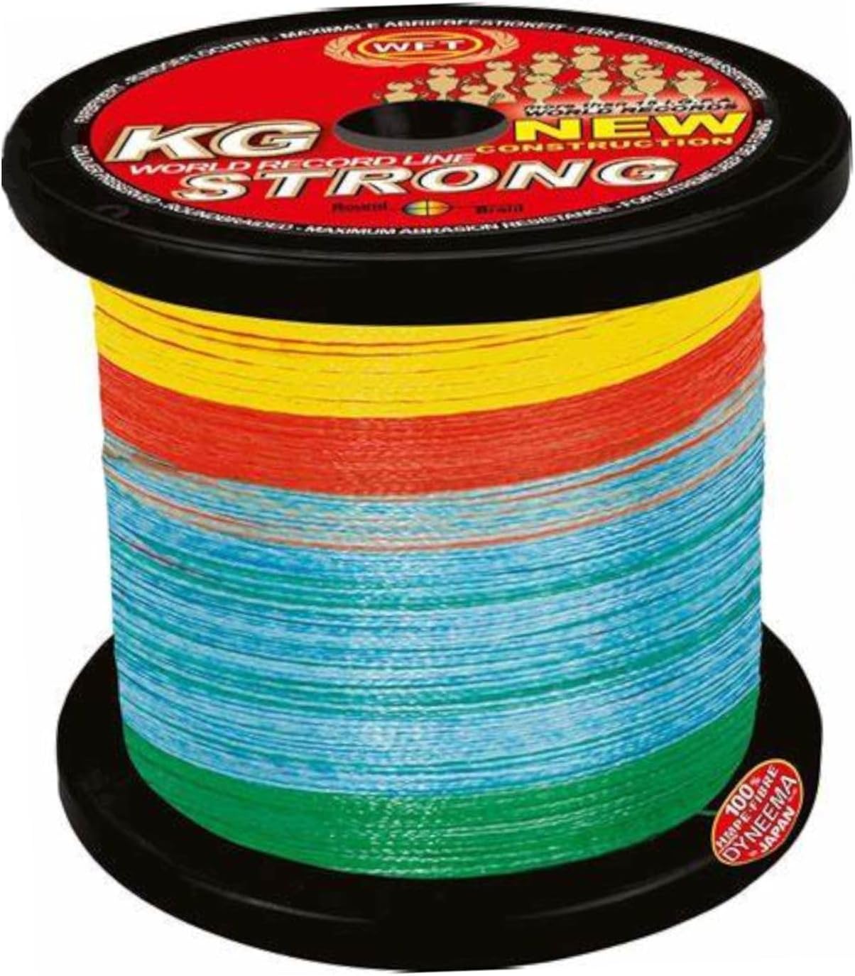 WFT 0,52mm 86kg Strong Multicolor - 1000m geflochtene Angelschnur, Schnur zum Meeresangeln, Meeresschnur