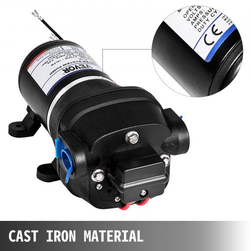 VEVOR Wasserpumpe Hochdruckmembran 12 V, Hochdruck Wasserpumpe 10 L / min, Selbstansaugende Membranpumpe 1,83 m, 3-Kammer-Membran, Membranpumpe mit Wärmeschutz, für Kfz-Schifffahrt, Wohnmobile