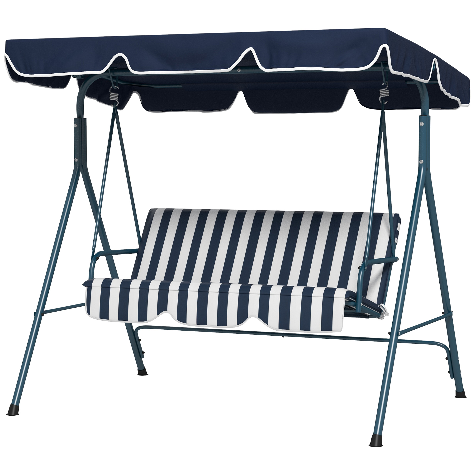 Outsunny Hollywoodschaukel Gartenschaukel 3-Sitzer, wetterbeständig, verstellbares Dach, 172 x 110 x 153, Blau