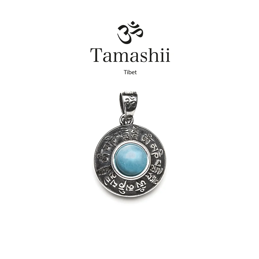 Collana Tamashii Rig Zva NHS1700-196 in argento e giada sky blue