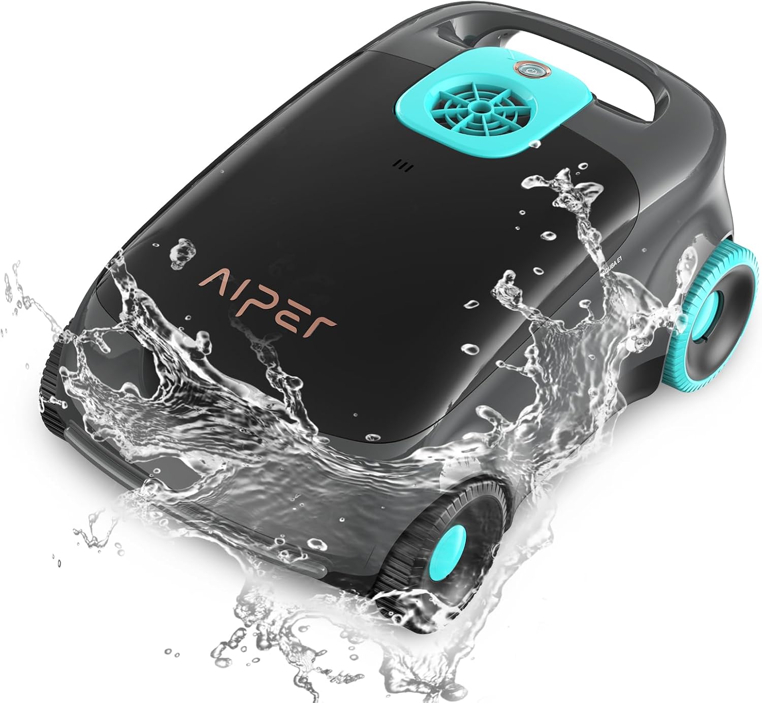AIPER Scuba E1 Robot piscina senza fili, Sistema trimotore, Doppia filtrazione, Attivazione con un clic, Parcheggio automatico, Adatto a piscine fino a 100mq (Nero)