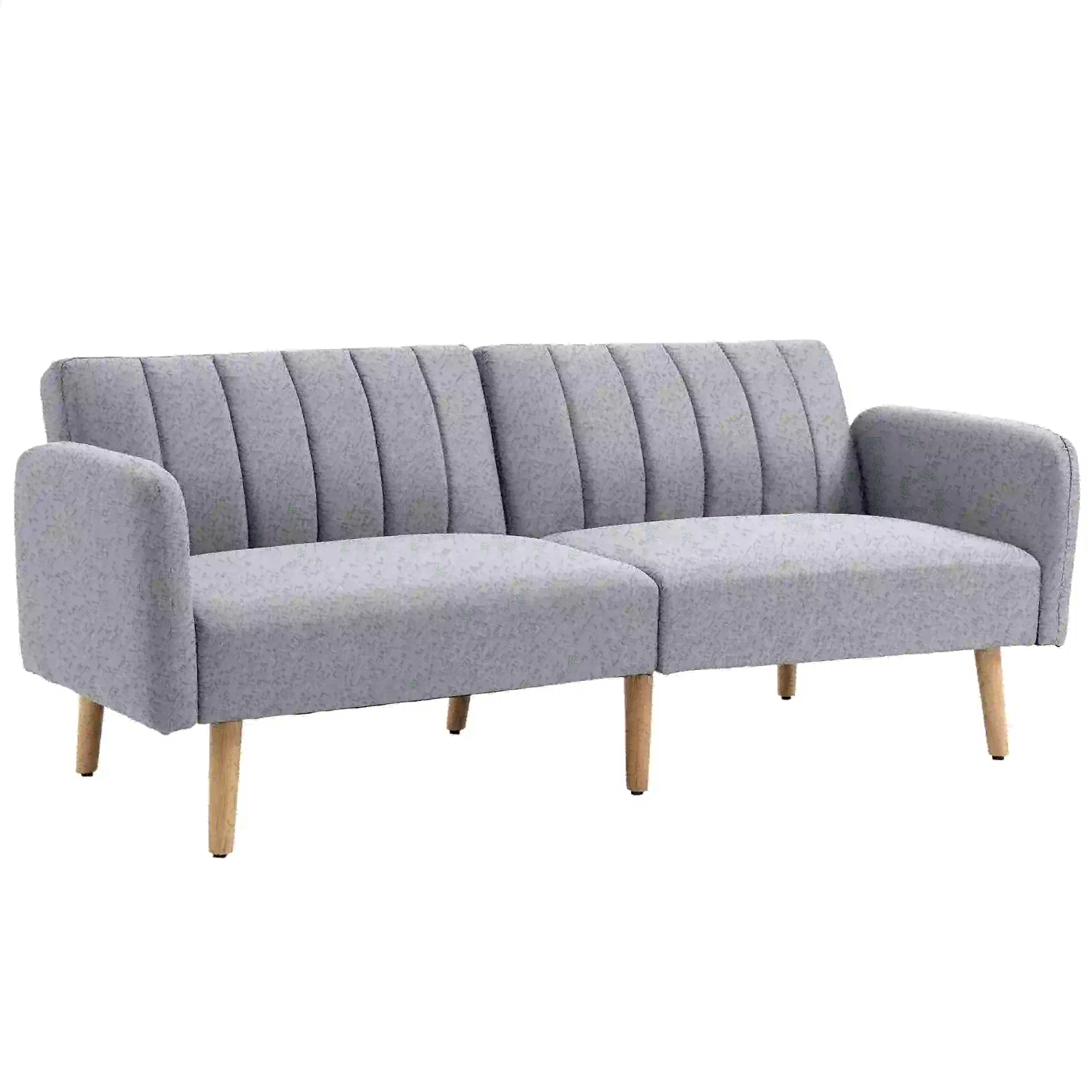 HOMCOM Schlafsofa 2-Sitzer verstellbare Rückenlehne Gästezimmer hellgrau