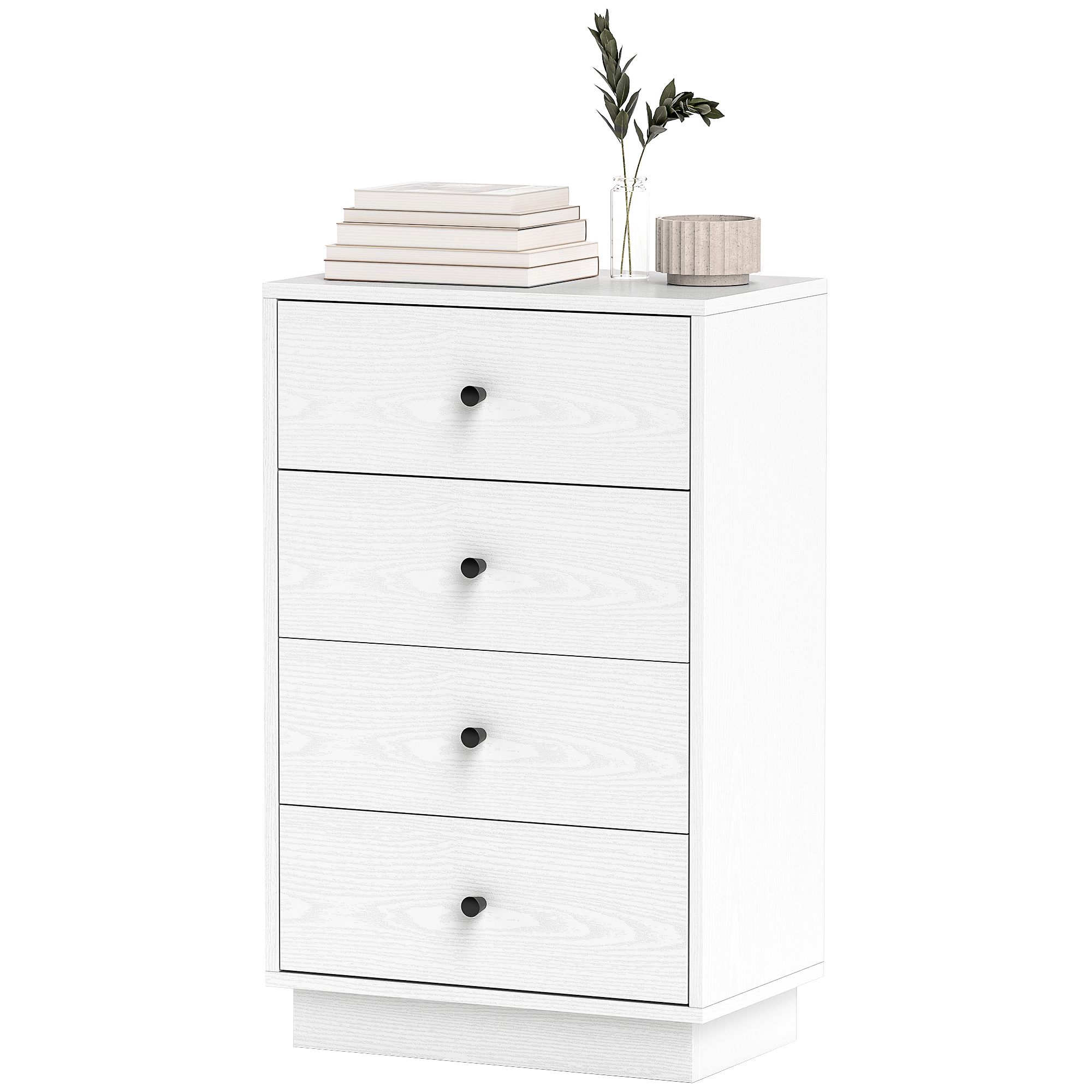 HOMCOM Moderne Kommode mit 4 Schubladen, Aufbewahrungsmöbel für Schlafzimmer, Wohnzimmer, Flur, 47 x 29 x 75 cm, weiß