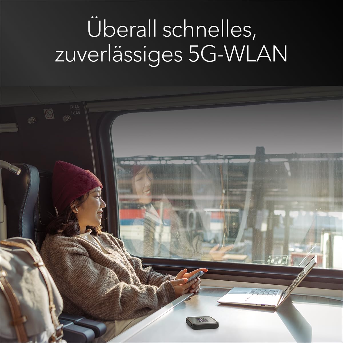 Mobiler 5G-WLAN-Router M3 Wi-Fi 6 Dualband bis 2,5 Gbit/s für bis zu 32 Geräte mit Hotspot-Funktion und Akku