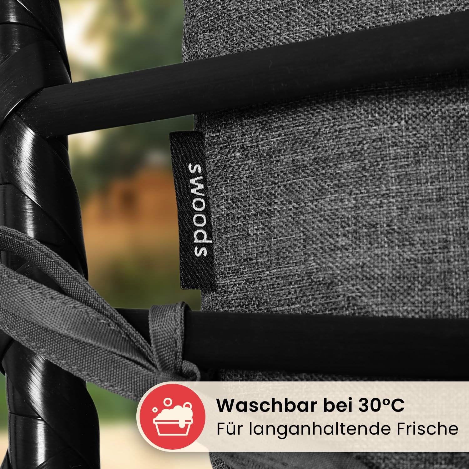 Swoods XXL Hängesessel mit Gestell - Hängesessel Für Indoor und Outdoor - Inkl. Kissen - Egg Chair - bis 150kg (Dunkelgrau)