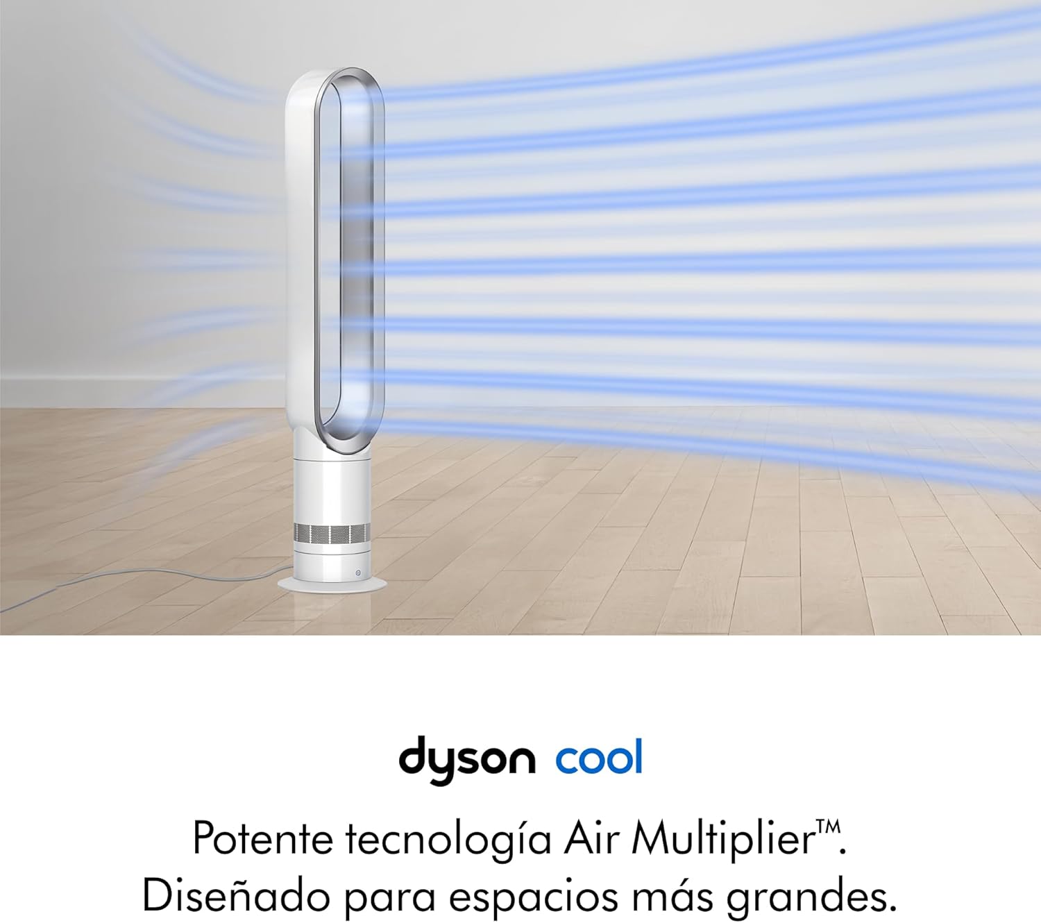 Dyson Cool™ AM07 Ventilador de Torre Sin Aspas – Refrigeración Potente con Air Multiplier™ para Espacios Grandes, Funcionamiento Silencioso, 10 Velocidades, Oscilación de 70°, Control Remoto