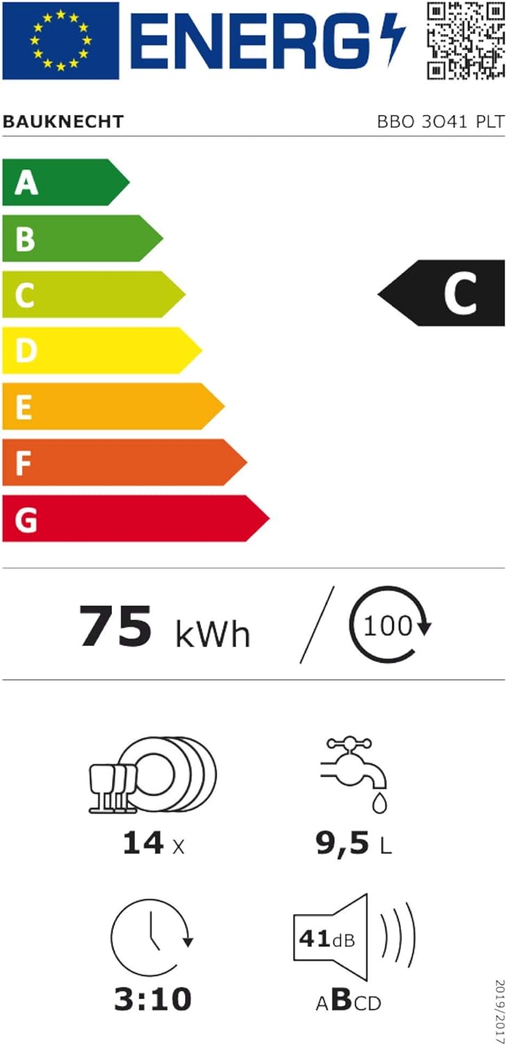 Bauknecht BUO 3O41 PLT X Unterbau-Geschirrspüler 60 cm /14 Maßgedecke /10 Standardprogramme und 1 Sensorprogramm/PowerClean/ActiveDry/Besteckschublade/Vollwasserschutz