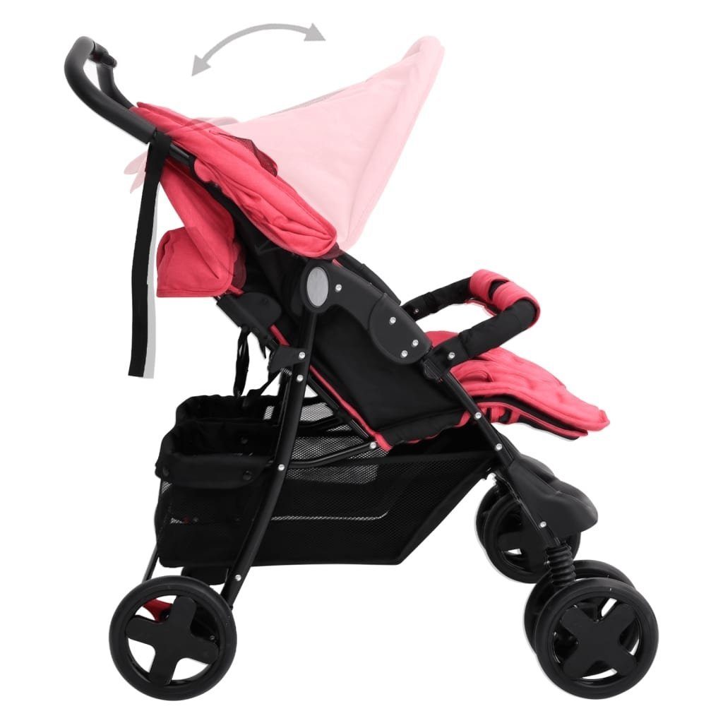 Kinder-Buggy aus Stahl, Leinen in Rot