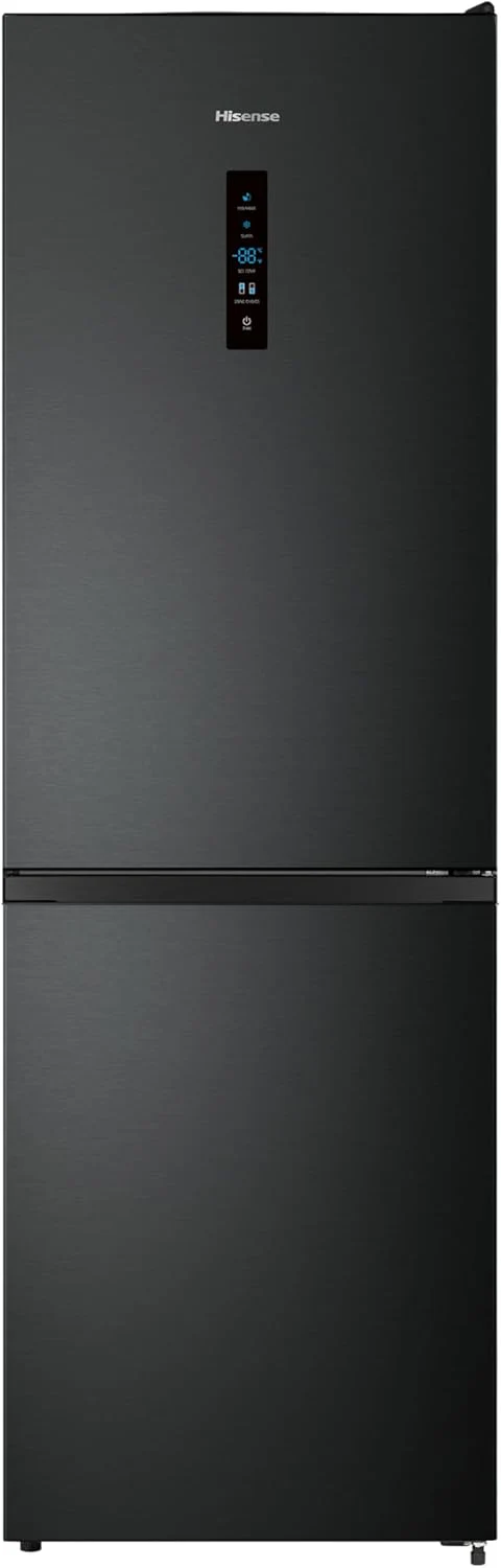 Hisense RB327N4ADD Koelvriescombinatie, EEK D, Total NoFrost, Verwisselbare Deurscharnieren, Flessenrek, 171 Liter Koelgedeelte, 85 Liter Vriesgedeelte, Roestvrijstalen look