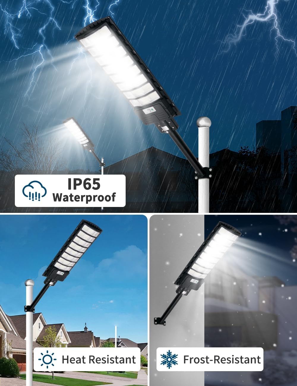 Sararoom 800W Solar Straßenlaterne, 720 LED Strassenlaterne Außenleuchte, Solarlampen Außen mit Bewegungsmelder - 4er 6500K IP65 Wasserdicht Solarstrahler Sicherheitsleuchte für Garten Garage Hof Wege