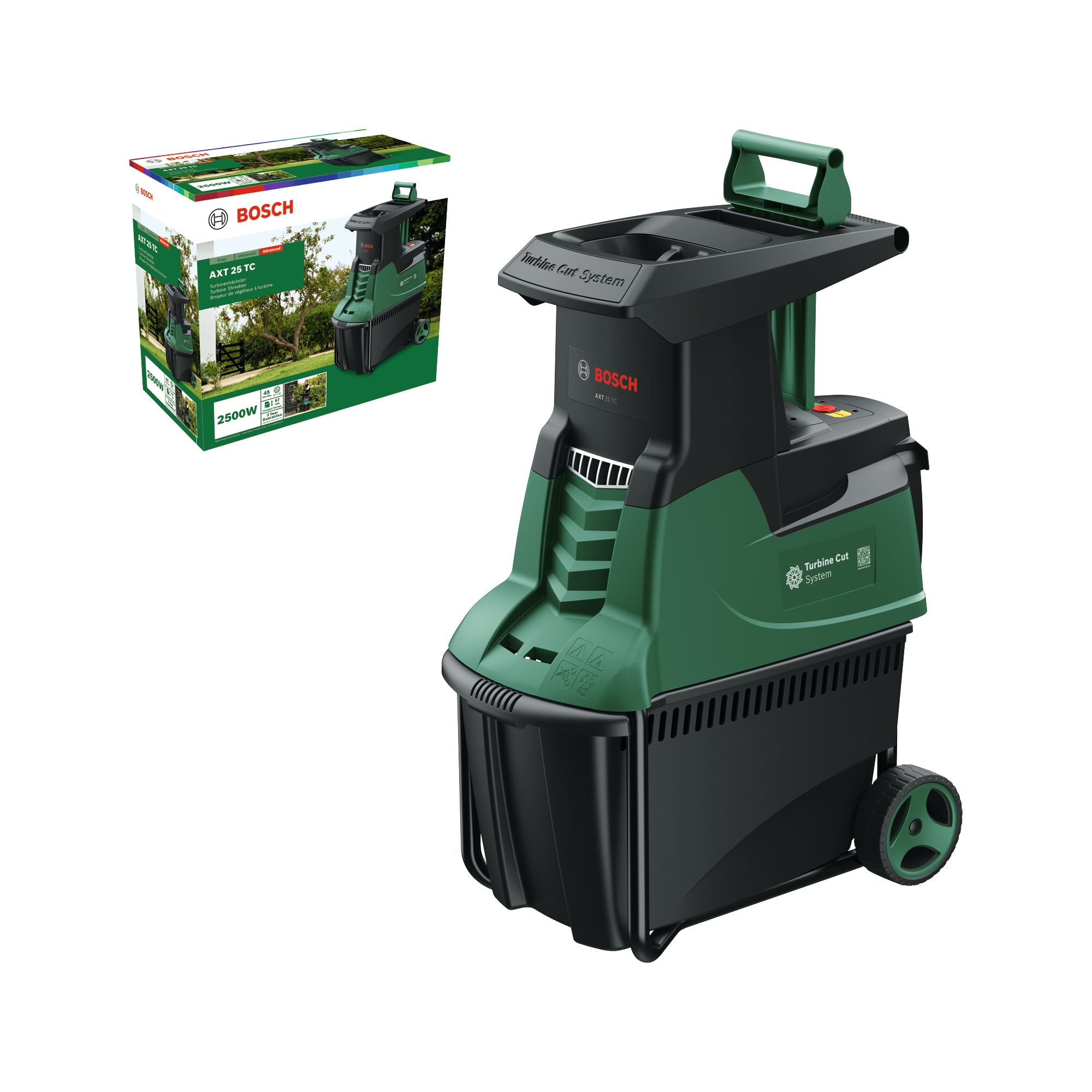 Bosch Turbinenhäcksler AXT 25 TC 2500 W für Holz und harte Gartenabfälle integrierte Fangbox 53 l im Karton