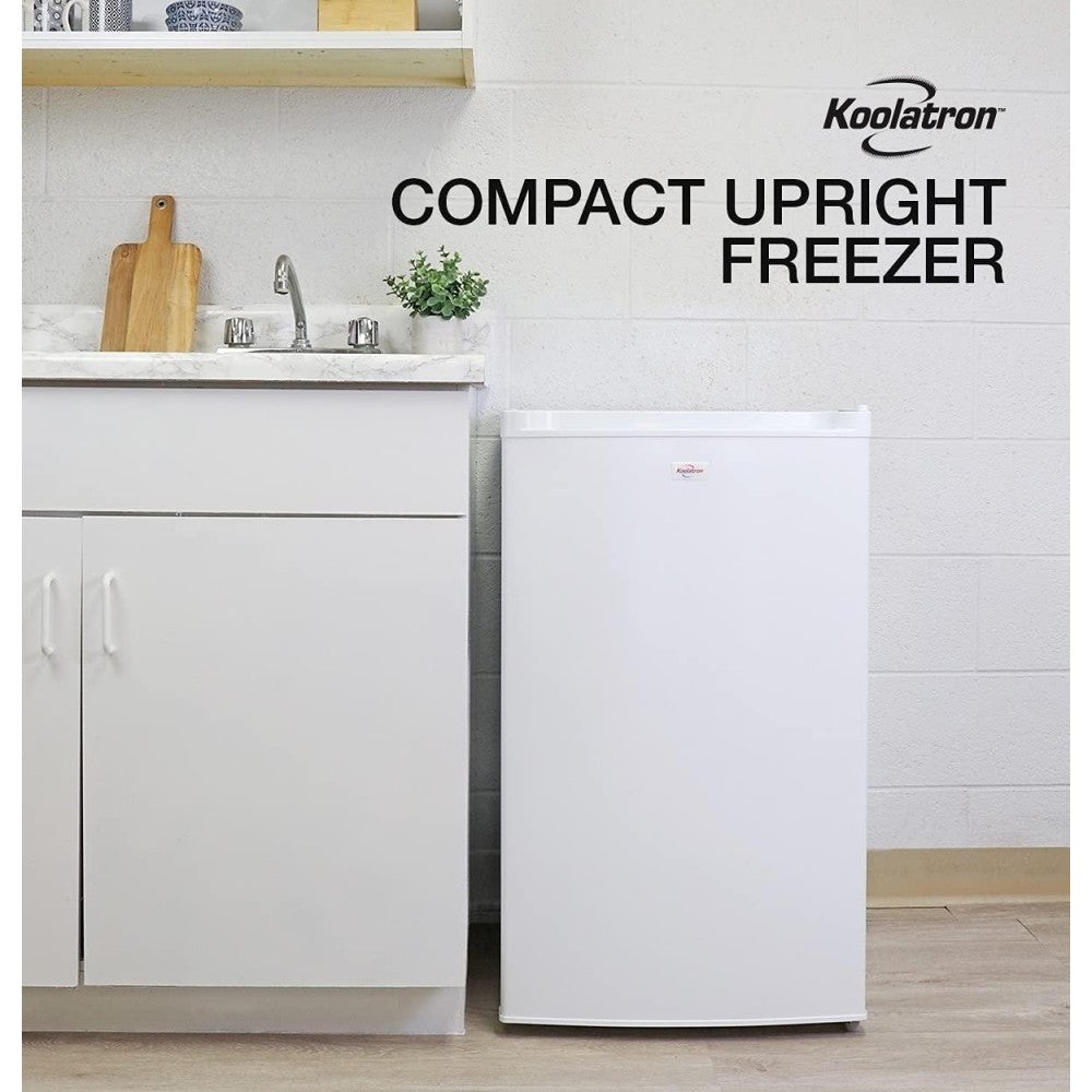 Koolatron Compact Upright Freezer with Compressor Cooling Technology, 3.0 Cubic Feet Capacity Mini Freezer &ndash; Ideal for Apartment, Condo, Office, RV, Cabin, Small Kitchen &ndash; White
