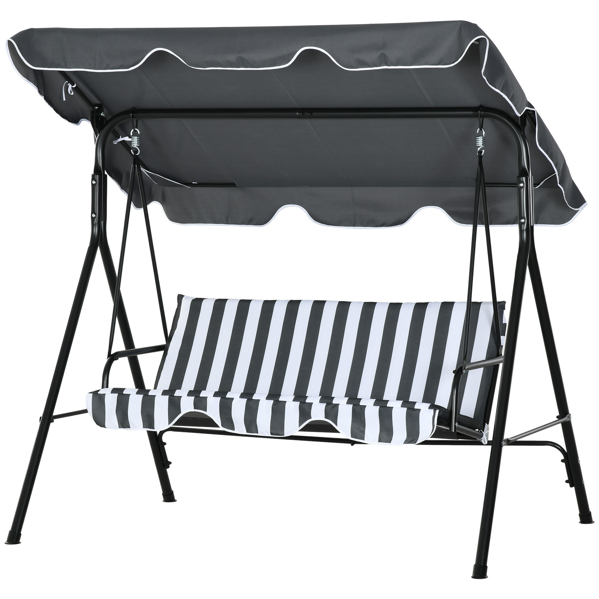 Outsunny Hollywoodschaukel, Gartenschaukel, 3-Sitzer Schaukelbank mit Dach, Stahl, 172 x 110 x 153 cm, Grau+Weiß