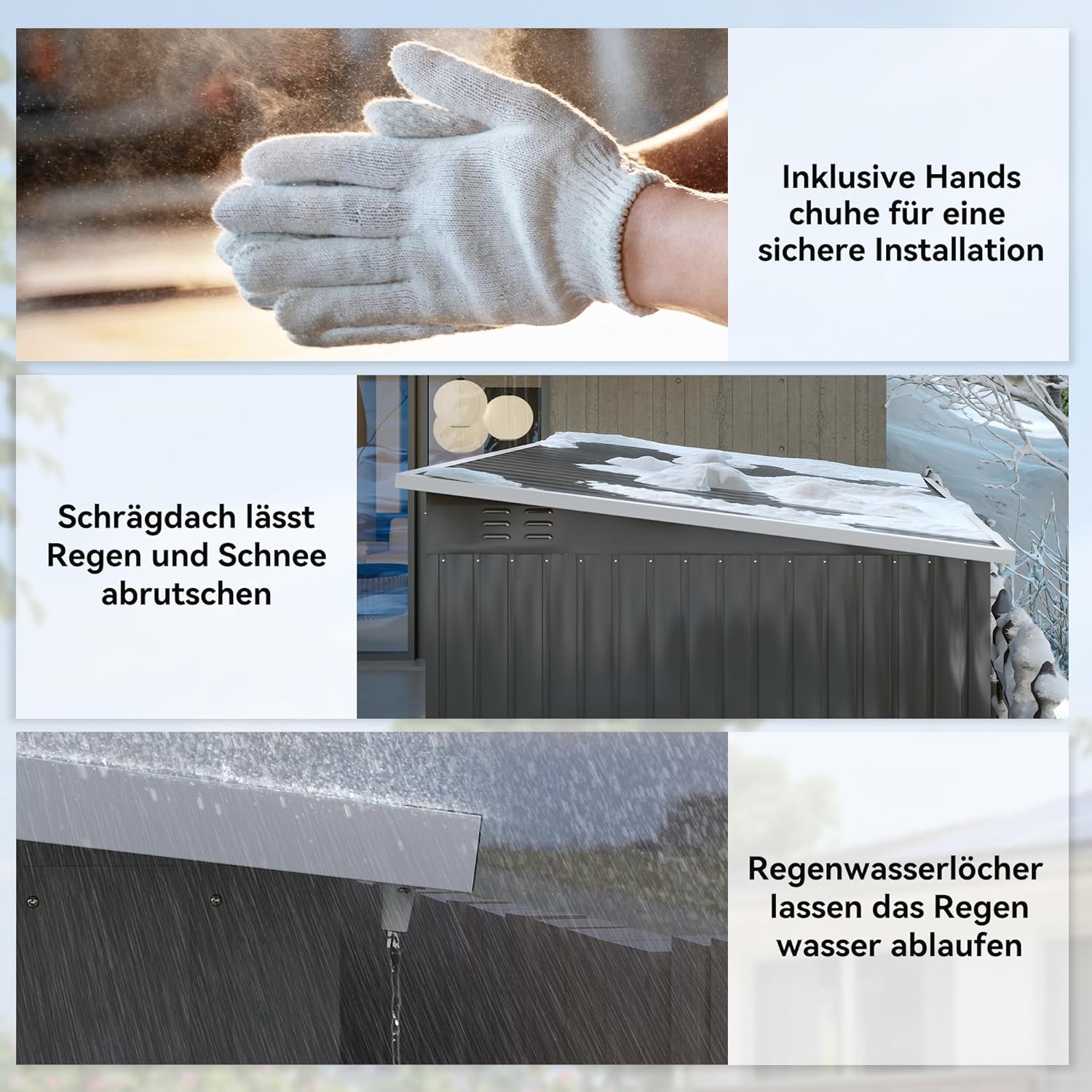 Outsunny Metall Gerätehaus 4,13 m² 260 x 177 x 190 cm Geräteschuppen mit Fenster Pultdach Abschließbarer Tür wetterfest Gartenhaus Outdoor Garten Schuppen Schrank für Hinterhof Außenbereich Dunkelgrau