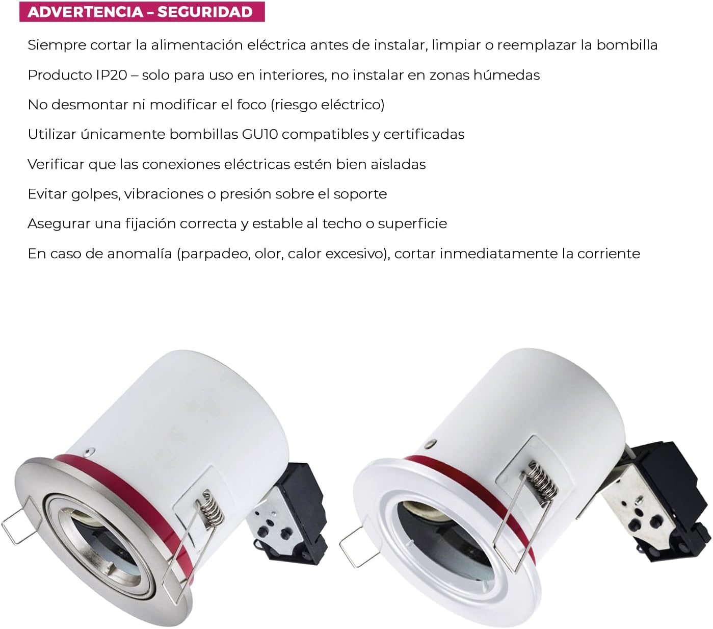 Europalamp – Set mit 30 Spots BBC schwenkbar weiß + Leuchtmittel GU10 5 W warmweiß + Fassung