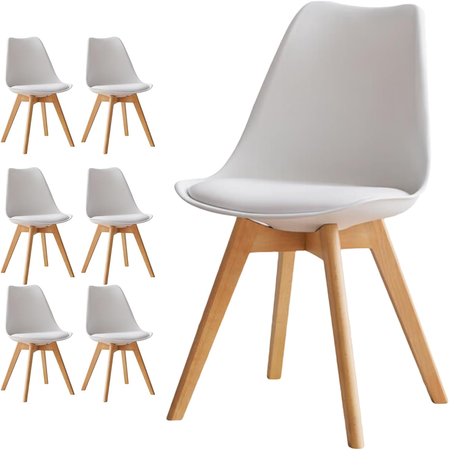 Frixovel Sedie sala da pranzo, sedia scandinava Set di 6, ideale per sala da pranzo, soggiorno, cucina, camera da letto (6, bianco, standard)