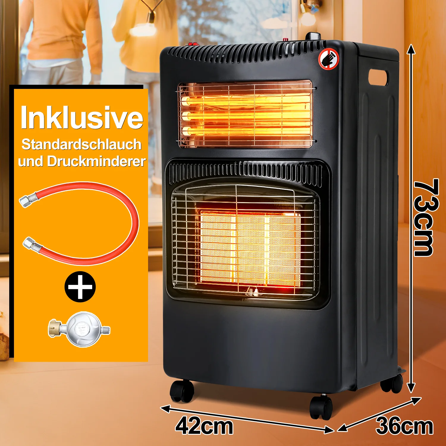 Sonnewelt Gasheizer 4200W und 1260W Elektrische Gasheizgert mit Druckminderer