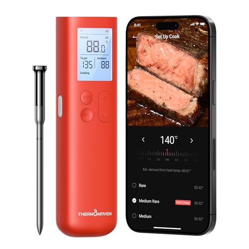 ThermoMaven Wireless Meat Thermometer, 10X Enhanced Signal and Stability with Sub 1G, Standalone Display & Control Base, Certified Accuracy ±0.5°F, WiFi Unlimited Range for BBQ, Oven,Smoker,Grill: Home & Kitchen