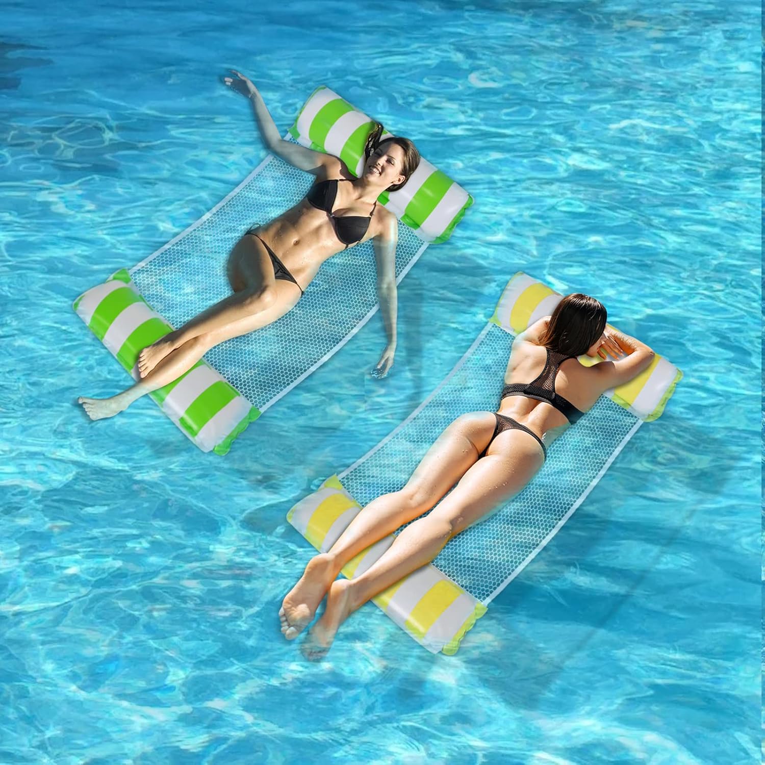 Inflatable Hammock, 2 Pieces Inflatable Inflatable Beach Bed Chair for Adults Swimming Pool Summer Sea